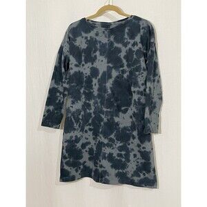 J. Jill Pure Jill Cloud Tie Dyed 100% Cotton Knit Dress Carbon Black & Grey Sz L